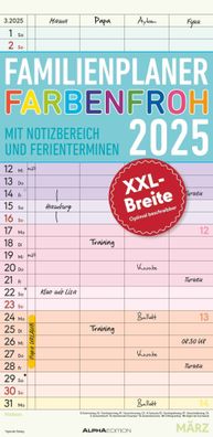 Kalender 2025 -Familienplaner Farbenfroh 2025- 22 x 45cm