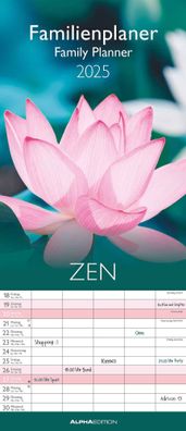 Kalender 2025 -Familienplaner Zen 2025- 19,5 x 45cm