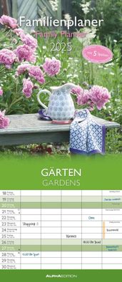 Kalender 2025 -Gärten Familienplaner 2025- 19,5 x 45cm