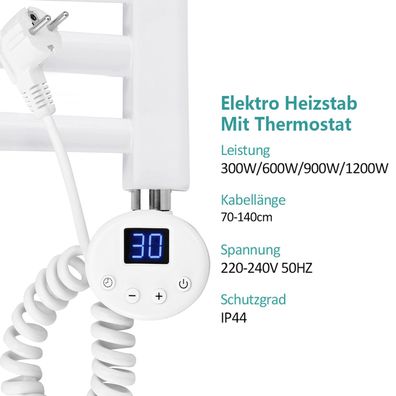 EMKE® Badheizkörper Elektro Heizstab 300W-1200W Heizpatrone Mit Temperaturregelung