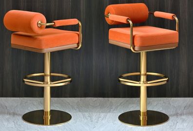 Oranger Barstuhl Edelstahl-Sitzer Edler Einsitzer Moderne Lounge Möbel