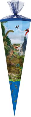 Nestler Schultüte 85cm 6-eckig Tüllverschluss mit Textilborte Schleich® - Dinosaurs 2