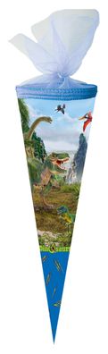 Nestler Schultüte 50cm rund Tüllverschluss mit Textilborte Schleich® - Dinosaurs 2