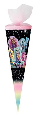 Nestler Schultüte 50cm rund Tüllverschluss mit Textilborte Mattel "Monster High - ...