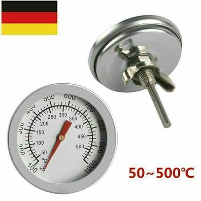 BBQ Grill Thermometer Edelstahl Analog Smoker Gasgrill Räucherofen Einbau Deckel