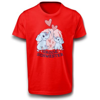 Elefanten Design der großen Schwester Familie T-Shirt 122 - 3XL Baumwolle Spaß Lustig