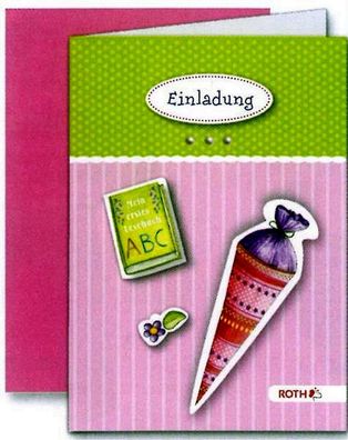 Einladung Schulanfang 4ST pink ROTH 679561 3D Hallo Schule