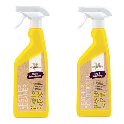 B & E Lederpflege 2 x 500 ml - Leather Cleaner + Conditioner, Step 1 + 2
