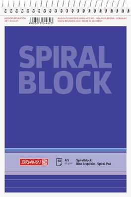 Brunnen Spiralblock A5 60 g/ m² 50 Blatt liniert 10-55471 Notizblock Spirale