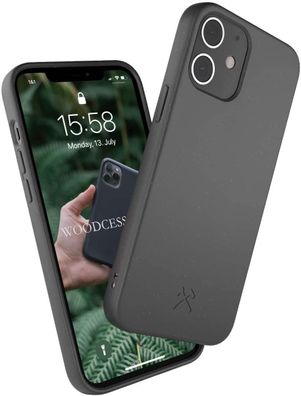 Woodcessories Bio Case Schutzhülle für iPhone 12 Mini Handyhülle schwarz