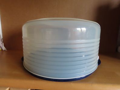Transportbehälter Kuchenbox rund blau Wiener Walzer Tupperware 3062
