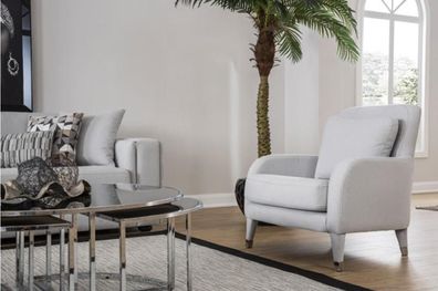 Sessel Sitzer Design Wohnzimmer Polster Holz Polster Moderne Luxus Grau Neu