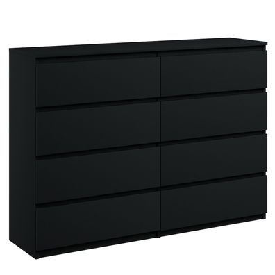 Kommode mit 8 Schubladen breite 140cm Sideboard moderne schwarz mat