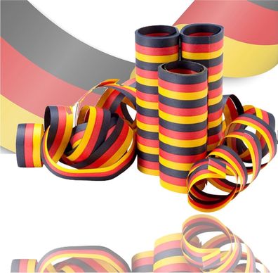 8x Luftschlangen Deutschland schwarz-rot-gelb Party Deko Fußball WM EM