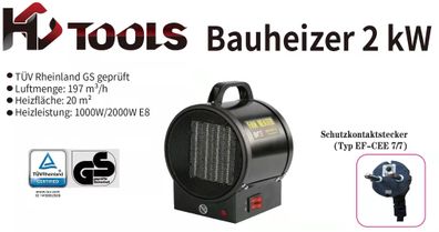 HC Tools Keramik Heizlüfter Heizgerät Elektroheizer Bauheizer Heizer Werkstatt ...