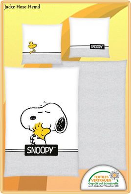 Peanuts Bettwäsche Renforcé Snoopy Baumwolle Woodstock Hund Gr: 135x200cm NEU