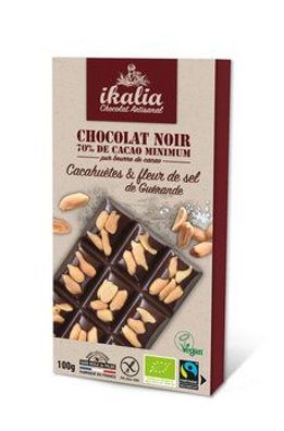 Ikalia Tafel Zartbitterschokolade 70% Kakao mit Erdnüsse und Meersalz aus Guérand...