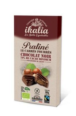 Ikalia 3x Zartbitterschokolade Nussnougat Stückchen 70 % Kakao 80g