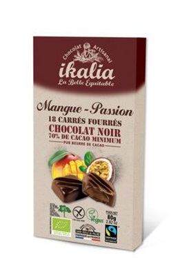 Ikalia Zartbitterschokolade Mango&Maracuja Stückchen 70 % Kakao 80g