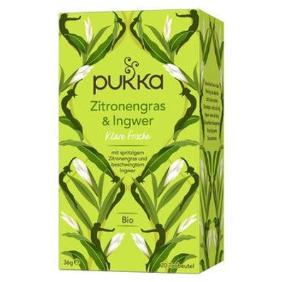 Pukka 6x Pukka Bio-Kräutertee Zitronengras & Ingwer, 20 Teebeutel 20 x1,8g