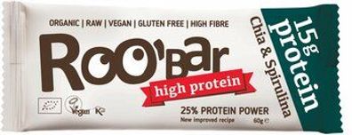 ROO´BAR 3x Roobar Protein Chia & Spirulina, 60g, glutenfrei 60g