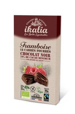 Ikalia Zartbitterschokolade Himbeer Stückchen 70 % Kakao 80g