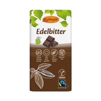 Birkengold Birkengold Edelbitter Schokolade, 85% Kakaogehalt, ohne Zuckerzusatz ...