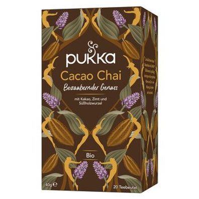 Pukka 6x Pukka Bio-Gewürztee Cacao Chai, mit Kakao, Zimt und Süßholz, 20 Teebeute...