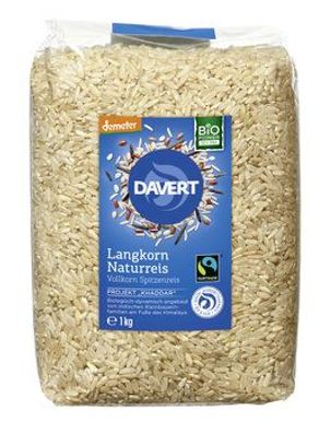 Davert 3x demeter Langkorn Naturreis, Vollkorn Spitzenreis Fairtrade 1kg 1kg