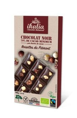 Ikalia Tafel Zartbitterschokolade 70% Kakao mit ganzen Haselnüsse 100g