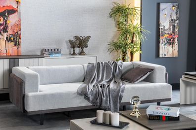 Wohnzimmer Sofa 3 Sitzer grau Design Luxus Polster Möbel Elegantes