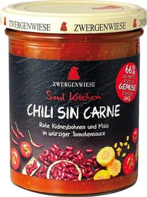 Zwergenwiese 6x Soul Kitchen Chili sin Carne 370g