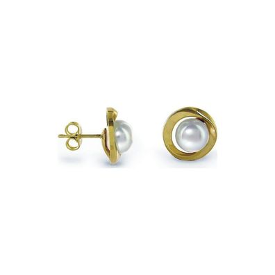 Luna-Pearls - O153 - Ohrstecker - 585 Gelbgold - Süßwasserperlen 7,5-8 mm