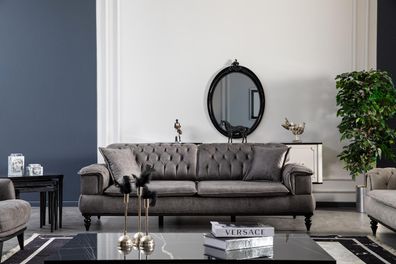 Chesterfield Wohnzimmer Sofa 3 Sitzer Grau Möbel Luxus Design Couch xxl