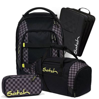 satch pack Schulrucksack Set 4tlg, Dark Skate + Schwarz, Mädchen & Jungen