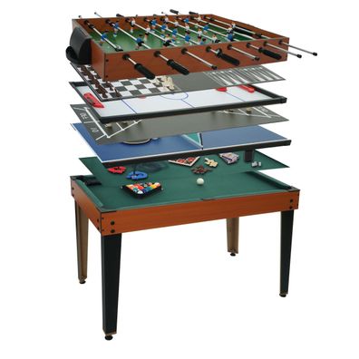 Tischkicker HWC-M33 Spieltisch Tischtennis Tischfußball Billard 15in1 Multiplayer MDF