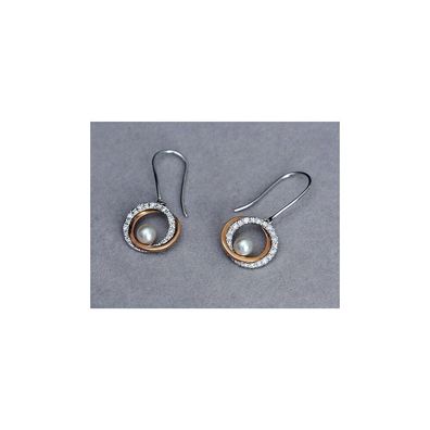 Luna-Pearls - O181 - Ohrhänger - 585 Weiss- und Rotgold - Süßwasser-Zuchtperle 4mm