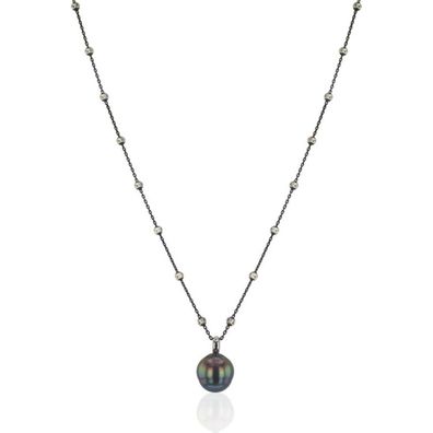 Luna-Pearls - HS1227 - Collier - 925 Silber Ruthenium - Tahiti-Zuchtperle