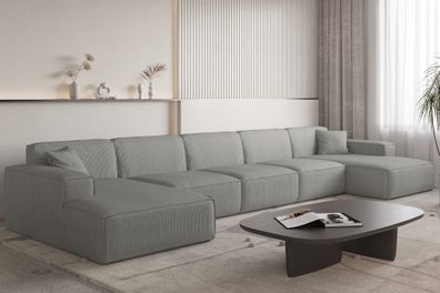 Wohnlandschaft Sofa U-Form CELES Premium XL in Stoff Scala Grau
