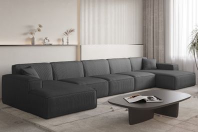 Wohnlandschaft Sofa U-Form CELES Premium XL in Stoff Scala Anthrazit