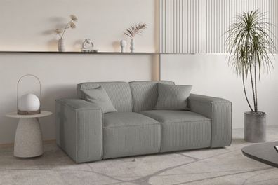 Sofa Designersofa CELES Premium 2-Sitzer in Stoff Scala Grau