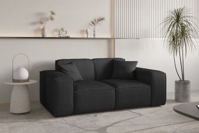 Sofa Designersofa CELES Premium 2-Sitzer in Stoff Scala Schwarz