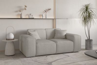 Sofa Designersofa CELES Premium 2-Sitzer in Stoff Scala Sandgrau