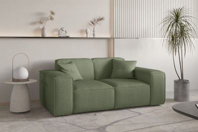 Sofa Designersofa CELES Premium 2-Sitzer in Stoff Scala Forest