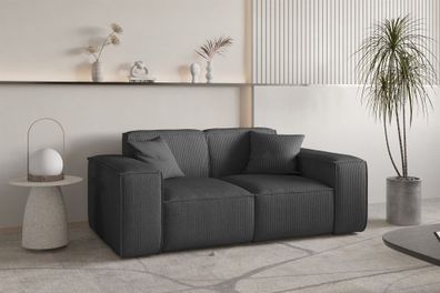 Sofa Designersofa CELES Premium 2-Sitzer in Stoff Scala Anthrazit