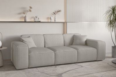 Sofa Designersofa CELES Premium 3-Sitzer in Stoff Scala Sandgrau