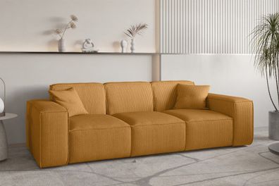 Sofa Designersofa CELES Premium 3-Sitzer in Stoff Scala Senfgelb