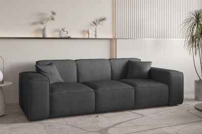 Sofa Designersofa CELES Premium 3-Sitzer in Stoff Scala Anthrazit