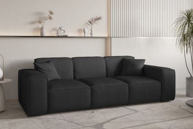 Sofa Designersofa CELES Premium 3-Sitzer in Stoff Scala Schwarz