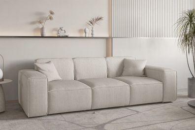 Sofa Designersofa CELES Premium 3-Sitzer in Stoff Scala Hellbeige